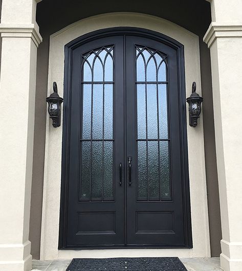 Custom Iron Doors & Windows | Abby Iron Doors Iron Wrought Doors, Herringbone Barn Door, Interior Glass Door, Iron Front Doors, Arched Entry Doors, Double Front Entry Doors, Wrought Iron Entry Doors, Wrought Iron Front Door, Front Door Inspiration