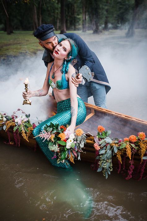 Misty Swamp, Mermaid Couple, Mermaid Scene, Mermaid Shoot, Mermaid Family, Mermaid Photo Shoot, Fall Senior Session, Disney Maternity, Fin Fun Mermaid