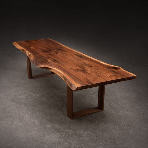 SENTIENT American Black Walnut Signature Live Edge Table with Wooden Frame Legs.  #table #diningtable #conferencetable #liveedge #americanblackwalnut #tables #liveedgetable #walnut #walnutslab #interiordesigns #decorations #furnitures #homedecors #decors #highendfurniture #sentient #sentientfurniture Black Walnut Live Edge Table, Modern Marble Coffee Table, Live Edge Wood Coffee Table, Black Walnut Furniture, Modern Wooden Table, Wood Slab Dining Table, Live Edge Wood Table, Bespoke Dining Table, Luxury Dining Table