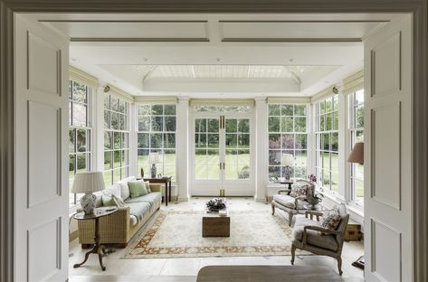 French Country Sunroom, Orangery Interior, Georgian Country House, Orangery Extension, Flat Roof Extension, Country Life Magazine, Glass Conservatory, Garden Houses, Room Extensions