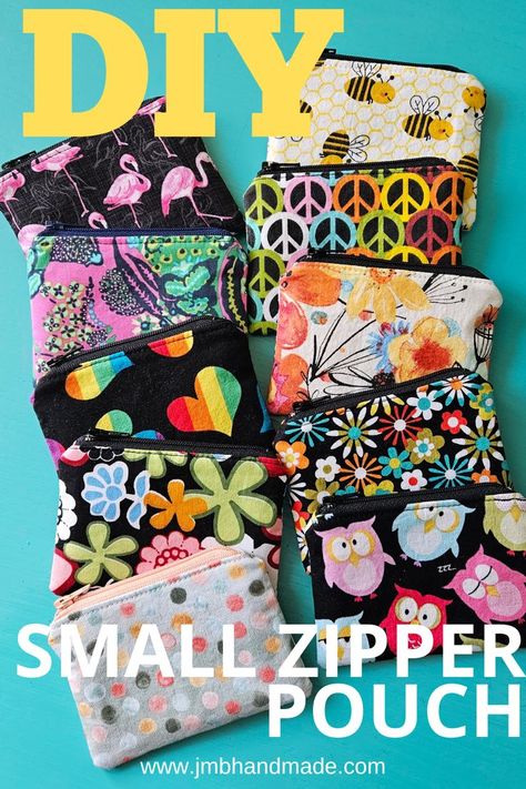 DIY small zipper pouch / coin purse easy sewing project. Make this small zipper pouch any size you want. This sewing tutorial includes step-by-step instructions with pictures. Simple enough DIY sewing pattern for beginners.