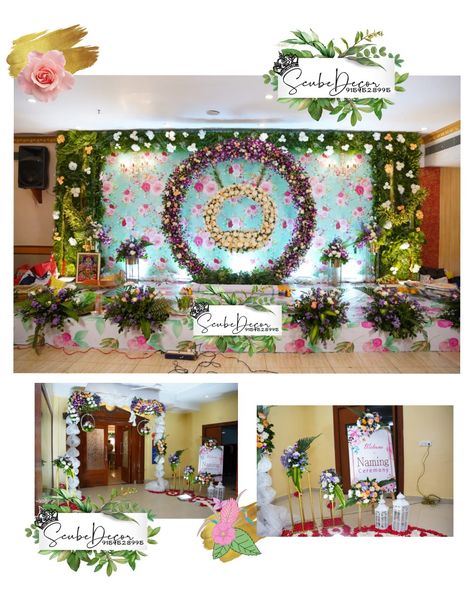 Cradle Ceremony Stage Decorations, Jalwa Party Decorations, Uyyala Function Decoration At Home, Cradle Ceremony Decorations At Home Diy, Naming Ceremony Backdrop, Cradle Ceremony Decorations Indian, Namakaranam Decoration, Barasala Decoration At Home, Naming Ceremony Decorations Indian