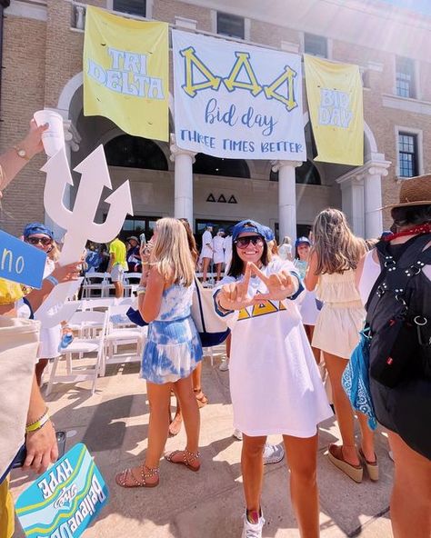 Tri Delt Bid Day, Tri Delt, Big Lil, Go Greek, Tri Delta, Banner Ideas, Sorority Girl, Sorority Life, Bid Day