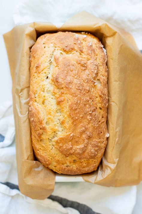 Greek Yogurt Bread (6 Grams of Protein) - iFoodReal.com Yogurt Loaf Bread, Bread Greek Yogurt Recipe, Bread Using Greek Yogurt, Bread Made With Yogurt Recipe, Keto Bread With Greek Yogurt, Greek Yogurt And Flour Bread, Using Greek Yogurt In Recipes, Homemade Protein Bread, Keto Yogurt Bread