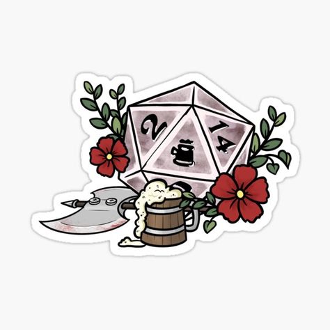 Dnd Dice Sticker, Grog Strongjaw, Kindle Stickers, D20 Dice, Dnd Dice, Grog, Dungeons And Dragons, Top Artists, Sticker Design