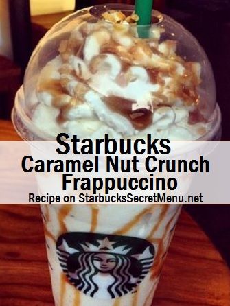 Here's a great drink for any sweet tooth, especially if you love the sweetness of caramel! Perfect if you're looking for some extra crunch to your Frappuccino. Frappe Recipes, Frappuccino Starbucks Secret Menu, Frappuccino Starbucks, Turtle Brownies, Starbucks Hacks, Caramel Frappuccino, Healthy Starbucks Drinks, Secret Starbucks Drinks, Starbucks Caramel