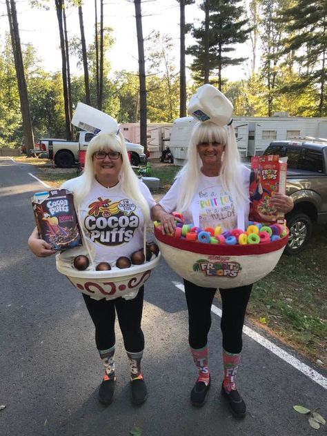 Halloween Costumes Food Diy, Funny Food Halloween Costumes, Cereal Halloween Costumes Diy, Funny Food Costumes, Diy Cereal Costume, Cereal Costume Ideas, Fruit Loops Costume, Pie In The Face Fundraiser Ideas, Cereal Halloween Costume