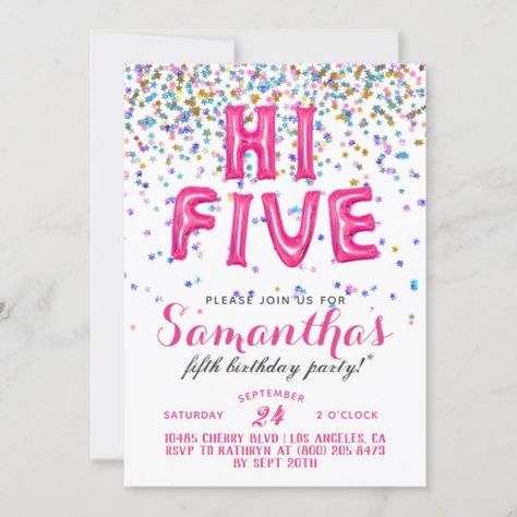 $2.95 | High Five 5th Birthday Confetti Invitation - teen birthday invite, balloon, invitation, confetti, birthday, birthday glitter invitation, confetti birthday, high five invitation, 5th birthday confetti invitation, 5th birthday invitation 5th Birthday Invitation, 5th Birthday Girls, Confetti Invitation, Balloon Invitation, Birthday Confetti, Hi Five, 5th Birthday Party Ideas, Bday Invitations, Glitter Invitations