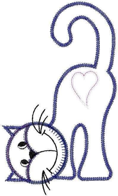 Cat Applique Designs, Embroidery Machine Applique Designs, Cat Quilt Patterns, Free Applique Patterns, Machine Applique Designs, 동화 삽화, Cat Applique, Applique Quilt Patterns, Applique Templates