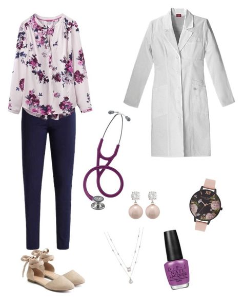 "Untitled #3" by morganwhitlow on Polyvore featuring Joules, Apt. 9, Jankuo, Olivia Burton and OPI Doctor Attire Female, Doctor Wardrobe Female, White Coat Outfit Medical, Female Doctor Outfit Medical, Medical Professional Outfits, Doctor Work Outfit, Cute Nursing Scrubs, White Coat Outfit, Women Doctors