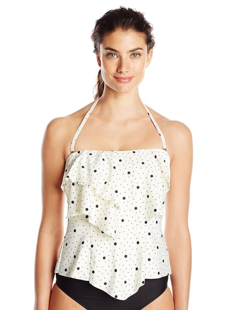 Eco Swim by Aqua Green Women's Eco-Friendly Space Dot Layered Ruffle Bandeau Tankini, Creme, 6 Bandeau Tankini, Aqua Green, Amazon Women, Tankini, Shoes Jewelry, Clothing Store, Camisole Top, Eco Friendly, Swimming