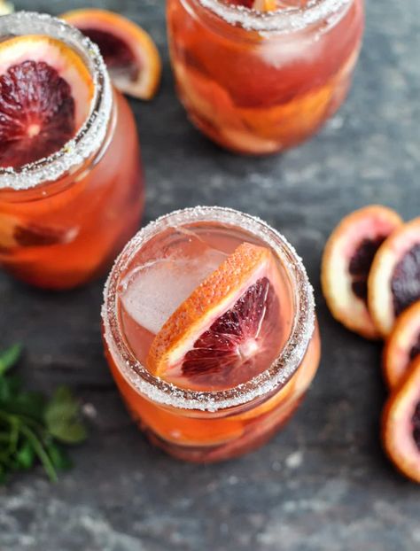 Blood Orange Sangria I howsweeteats.com Blood Orange Sangria, Orange Sangria, Strawberry Sangria, Frozen Rose, Vegetable Spring Rolls, Batch Cocktails, Fresh Fruit Recipes, Blood Orange Juice, Sangria Recipes