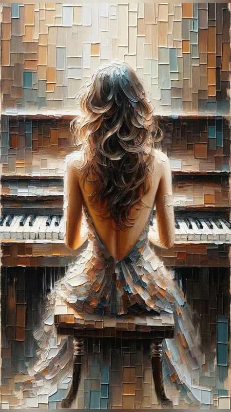 Figure Painting Woman Fine Art, Piano Art Painted, Painted Piano Ideas, Piano Oil Painting, Painting Piano, Best Painting Ever, Piano Painting, Beautiful Piano, Oil Painting Woman