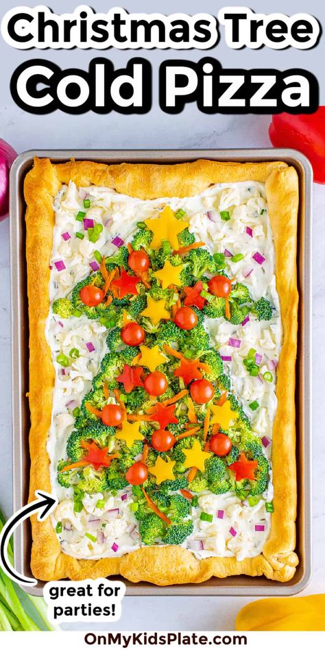 Veggie Pizza Wreath Crescent Rolls, Christmas Tree Veggie Pizza, Cold Veggie Pizza Appetizer, Crescent Veggie Pizza Appetizers, Cold Vegetable Pizza With Cream Cheese, Homemade Christmas Desserts, Veggie Pizza Appetizer, Cold Veggie Pizza, Christmas Main Dishes