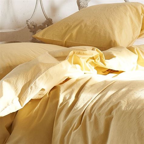 Loweswater Mimosa Organic Bed Linen Yellow Bedsheet Aesthetic, Lemon Bedding, Organic Bed, Funky Bedroom, Classic Duvet Covers, Pastel Bedding, King Duvet Set, Bed Sheet Sizes, Uni Room