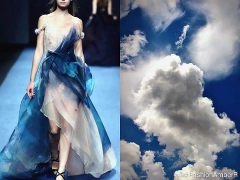 Mood Board Fashion Inspiration, Fashion Show Themes, Fashion Portfolio Layout, Nature Inspired Fashion, Sky Blue Dress, Fashion Drawing Sketches, Conceptual Fashion, Fashion Illustration Sketches Dresses, Theme Dress