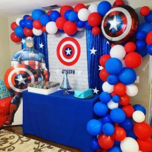 @jess_making_it's instagram image of Giant Captain America Shield Balloon - Avengers, Captain Am⁠... Captain America Party Decorations, America Decorations, Captain America Decorations, Decorations Diy Party, Avengers Birthday Party Decorations, Captain America Birthday Party, Captain America Party, Diy Party Ideas, Birthday Decoration Ideas