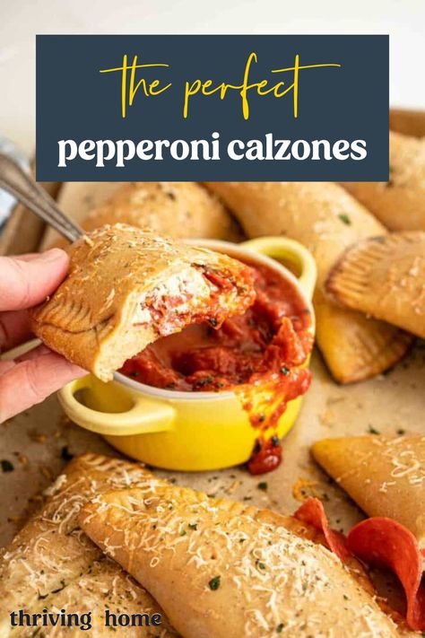 After 10 years of making these portable pizza pockets, my family still requests this Pepperoni Calzone recipe all the time. Our quick and healthy homemade calzone dough is stuffed with a ricotta, mozzarella, Parmesan filling, and pepperoni, making every bite cheesy and addictive. Make enough to freeze for later, too! Pepperoni Calzone Recipe, Pepperoni Calzone, Calzone Dough, Homemade Calzone, Calzone Recipes, Homemade Pizza Pockets, Calzone Recipe, Slow Cooker Freezer Meals, Pizza Pockets