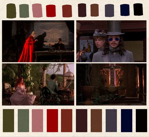 Vampiric Color Palette, Vampire Pallete Color, Vampire Colour Palette, Vampire Palette, Horror Movie Color Palette, Gothic Colour Palette, 90s Colour Palette, Horror Mood Board, Horror Palette