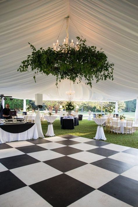 Black And White Dance Floor, Black And White Dance, White Dance Floor, Anemone Wedding, White Dance, Black And White Wedding Theme, Dance Floor Wedding, White Wedding Theme, Wedding Tent