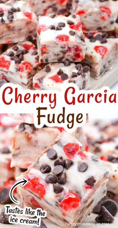 Cherry Cordial Fudge Recipe, White Chocolate Cherry Fudge Recipes, Cherry Vanilla Fudge, Chocolate Mice Cherries, Chocolate Covered Cherry Fudge, Cherry Fudge With Dark Chocolate, Valentine Fudge Ideas, Chocolate Cherry Cordial Fudge, Cherry Garcia Fudge Recipe