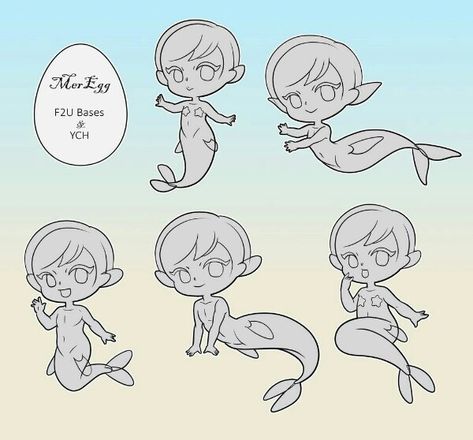 Chibi Mermaid Base, Chibi Mermaid Poses, Poses Mermaid, Creature Poses, Chibi Mermaid, Jupiter Facts, Chibi Poses, Mermaid Pose, Chibi Body