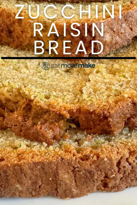 Moist and flavorful Zucchini Bread with sweet raisins and warm cinnamon spice. Zucchini Raisin Bread, Zucchini Bread With Raisins, Bread With Raisins, Carrot Zucchini Muffins, Easy Zucchini Bread, Raisin Muffins, Zucchini Carrot, Cinnamon Bread Recipe, Raisin Recipes