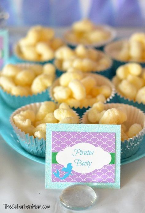 Coastal Halloween, Labels Free Printable, Mermaid Food, Mermaid Party Food, Pirate Mermaid, Mermaid Pirate Party, Little Mermaid Party, Underwater Party, Ariel Birthday Party