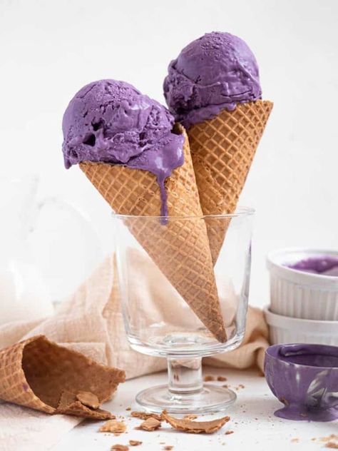 Ube Ice-Cream - Catherine Zhang Ube Fudge, Ube Ice Cream Recipe, Purple Sweet Potato Ice Cream, Ube Sweetened Condensed Milk, Ube Ice Cream, Purple Yam, Ice Cream Mixture, Warm Milk, Ice Cream Flavors