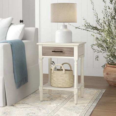 Sand & Stable Peters End Table with Storage & Reviews | Wayfair Tall End Tables, End Table With Storage, Deck Box Storage, Upholstered Armchair, Coastal Living Room, Garage Storage Cabinets, Living Room End Tables, Table With Storage, End Tables With Storage