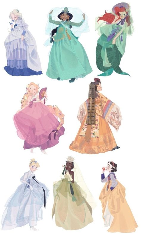 Princesas Disney Anime, All Disney Princesses, Disney Princess Fashion, Karakter Disney, Disney Princess Drawings, Disney Artwork, Princesa Disney, Disney Princess Art, Princess Art