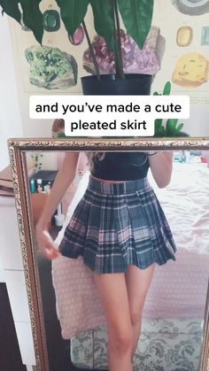 Plaid Skirt Pattern Sewing, Upcycle Womens Clothes, How To Make A Mini Skirt Diy, Diy Pleated Skirt Tutorials, Pleated Skirt Sewing Tutorial, How To Make Skirts Tutorials, Cute Easy Clothes To Make, Flip Clothes Diy, Upcycle Clothes Without Sewing