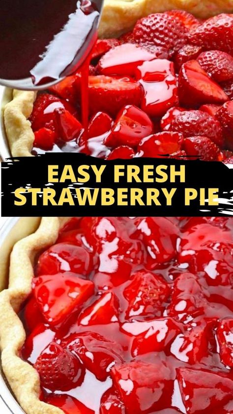 Fresh Strawberry Pie Recipe With Jello, Easy Fresh Strawberry Pie, Strawberry Jello Pie, Easy Strawberry Pie, Strawberry Pie Recipe, Fresh Strawberry Pie, Butter Crust, Easy Pie Recipes, Strawberry Patch