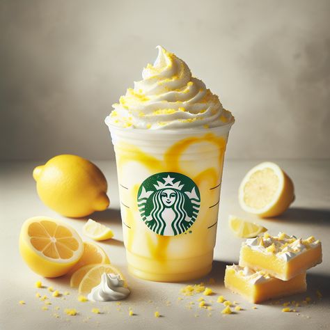 Starbucks Lemon Bar Frappuccino Recipe - Something Swanky Homemade Lemon Bars, Summer Soap, Frappuccino Starbucks, White Chocolate Syrup, Lemon Coffee, Iced Coffee Protein Shake Recipe, Starbucks Lemon, Condensed Milk Cookies, Café Starbucks