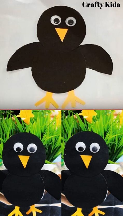 Do you want to learn about Paper crafts for kids? Here is the best DIY crafts for kids and toddlers. You can learn to make Crow by using crafts paper on my youtube videos. I have shown Step by Step process to make it. #crafts #DIYcrafts #craftsfortoddlers #craftsforkids #papaercrafts Crow Art Preschool, Black Color Crafts Preschool, Crow Crafts For Preschool, Black Crafts For Toddlers, Crow Craft Preschool, Crow Crafts For Kids, September Arts And Crafts For Kids, Crow Crafts, Raven Craft