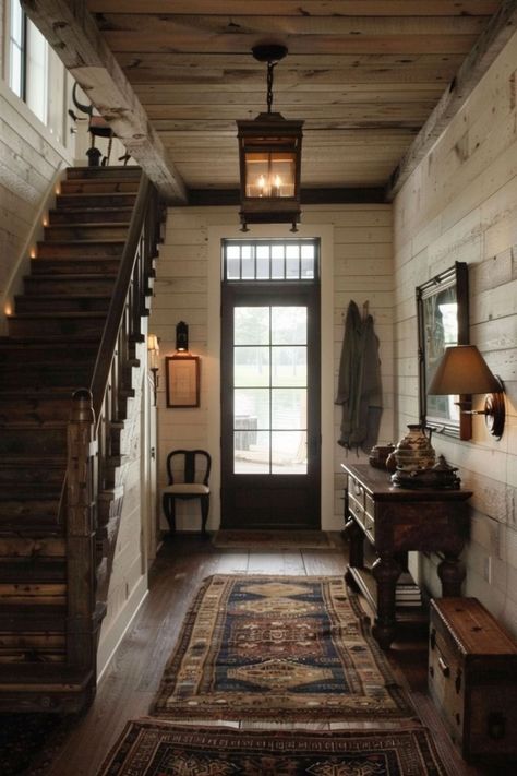 Cottage Rooms, Cottage Entryway, Space Organization, Cabin Aesthetic, Log House, Charming Home, Cabin Interiors, Cottage Ideas, Cottage Interiors