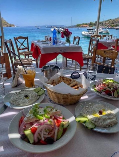 Tzatziki Aesthetic, Greek Lunch, Greece Food, Greek Summer, Vacation Meals, Greek Isles, Corfu Greece, Travel Inspiration Destinations, Greece Vacation