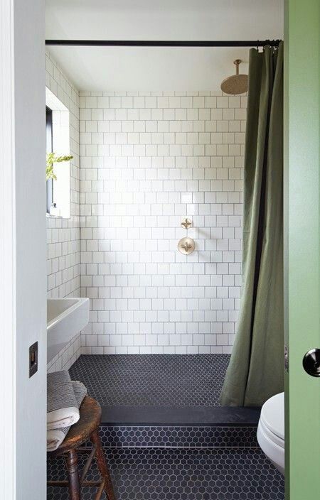 Stall Shower Curtain, Classic Bathroom, Boys Bathroom, Bathroom Floor Tiles, Basement Bathroom, Bathroom Redo, Bathroom Renos, Shower Stall, Wet Rooms