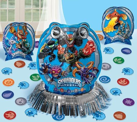 Check out Skylanders Table Decorating Kit - Wholesale Skylanders Party Supplies… Rock Star Party Decorations, Skylanders Birthday Party, Skylanders Birthday, Video Game Birthday Party, Game Birthday Party, Skylanders Party, Minnie Mouse Balloons, Adventure Video, Video Game Birthday