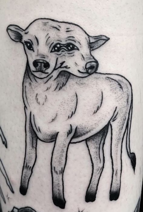 Weird Tattoos Creepy, Creepy Animal Tattoos, Creepy Nature Tattoo, 2 Headed Animals Tattoo, Spooky Nature Tattoo, Creepy Cute Tattoo Ideas, Macabre Tattoos, Wierd Tattoo, Two Headed Tattoo