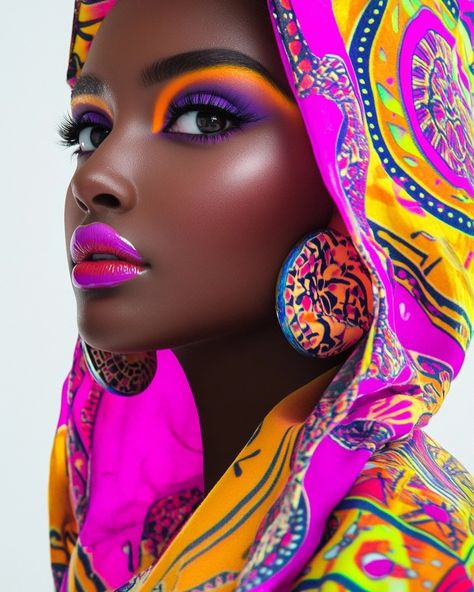 Queens 🌈 #queens #fashionista #beauty Head Wrap Styles, Angel Artwork, Theatrical Makeup, Beautiful Pics, Fashion Unique, Black Barbie, Black Diamonds, Black Women Art, Beauty Queens