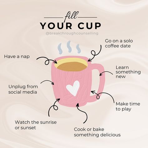 Take time to fill your cup - your well-being matters. #fillyourcup #selfcaresunday #mentalwellness #youdeserveit #womensupportingwomen How To Fill Your Own Cup, How To Fill Your Cup, Filling Your Cup, Fill Your Own Cup, Abundance Images, Fill Your Cup, Creating A Bullet Journal, You Deserve It, Social Work