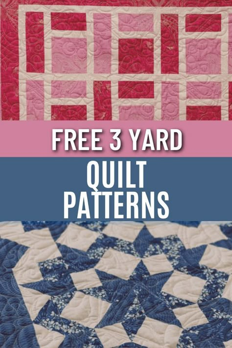 "Explore the world of quilting with our free 3-yard quilt patterns! These designs make quilting a breeze, requiring only three yards of fabric. From timeless classics to modern marvels, our patterns cater to all tastes. Download, stitch, and enjoy the satisfaction of creating stunning quilts with minimal effort. Unleash your creativity without breaking the bank - experience the joy of quilting with our complimentary 3-yard quilt patterns today!" 3 Yards Quilt Patterns, 2 Yard Quilt Patterns Free, Three Step Quilt Pattern Free, 2 Color Quilts Patterns Simple, Four Yard Quilt Patterns Free, Three Fabric Quilts, Perfect 10 Quilt Pattern, 3 Yd Quilt Patterns, Fabric Cafe Three Yard Quilts