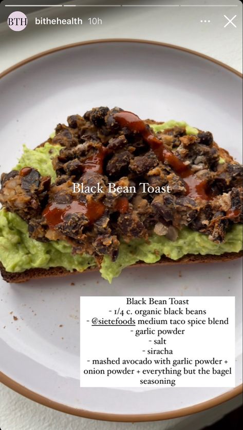 Bean Toast, Beans Toast, Taco Spice Blend, Breakfast Beans, Black Beans Recipe, Vegan Breakfast Ideas, Vegan Protein Recipes, Beans On Toast, Mashed Avocado