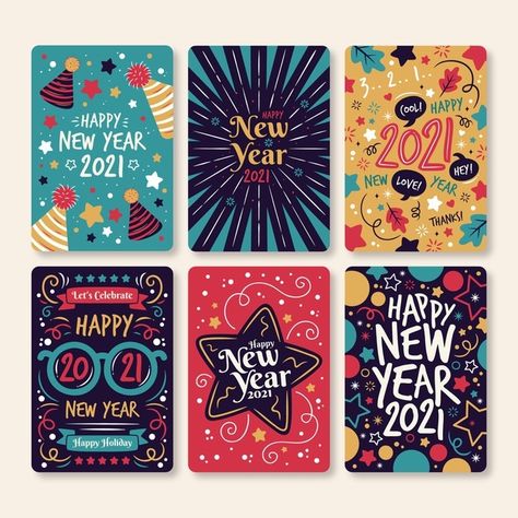 Happy New Year Illustration Design, Company Holiday Card Design, Happy New Year Drawing, Happy New Year Illustration, New Year Wishes Cards, New Year Card Design, New Years Card, Diy Postcard, New Year Cards