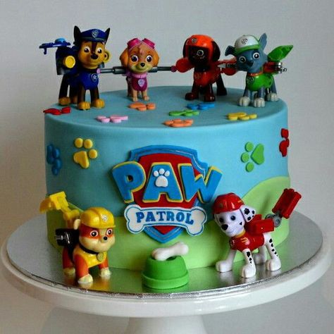 Paw Patrol Birthday Cake Boys, Paw Patrol Birthday Party Cake, Birthday Cake Boys, Paw Patrol Figures, Bolo Rapunzel, Paw Patrol Birthday Theme, Paw Patrol Birthday Cake, 4th Birthday Cakes, 3rd Birthday Cakes