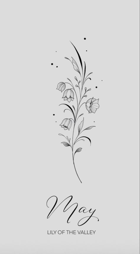 May Birth Flower Lily Of The Valley, Birth Flower Fine Line Tattoo, Taurus Flower Tattoo, Arm Wrap Tattoo, Lily Flower Tattoos, May Birth Flowers, Wrap Tattoo, Flower Tattoo Drawings, Bouquet Tattoo