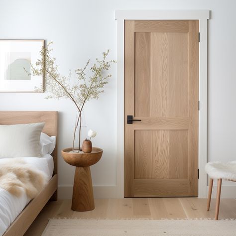 Interior Doors – Timber & Hutch 2 Panel Wood Interior Doors, White Cabinets Wood Doors, Interior Door Wood Stain, White Oak Interior Doors Natural Wood, Organic Modern Doors, Interior Door Inspiration, White Oak Doors Interior, Front Door Design Wood Entrance, Light Oak Doors