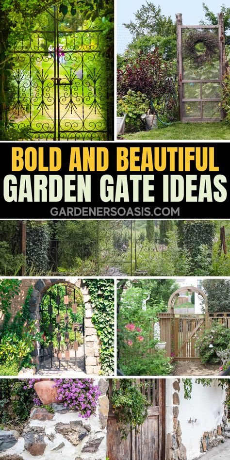 Bold And Beautiful Garden Gate Ideas | Gardening Garden Doors And Gates Iron, Backyard Door Ideas Garden Gates, Garden Gates And Fences Entrance Trellis, Vintage Door Garden Gate, Metal Garden Gates Vintage, Garden Gate Ideas, Old Garden Gates, Amazing Gates, Budget Landscaping