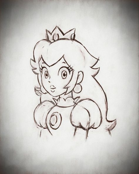 Princess Peach Painting Easy, Princess Peach Doodle, Disney Princess Outline Drawing, Mario Kart Characters Drawing, Mario Drawing Sketch, Princess Peach Painting, Super Mario Drawings, Princess Peach Sketch, Easy Traceable Drawings